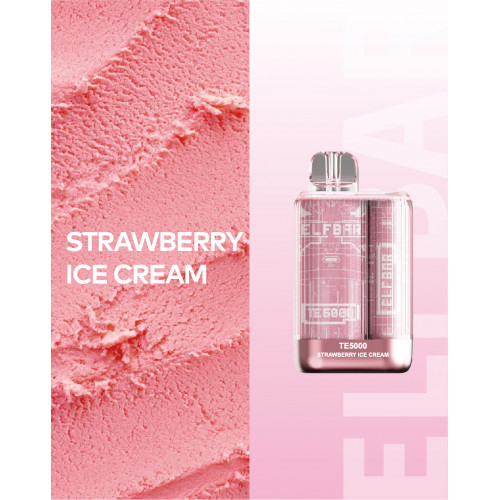 Электронная сигарета Эльф Бар 5000 затяжек Клубничное Мороженое  (Elf Bar TE 5000 Strawberry Ice Cream)